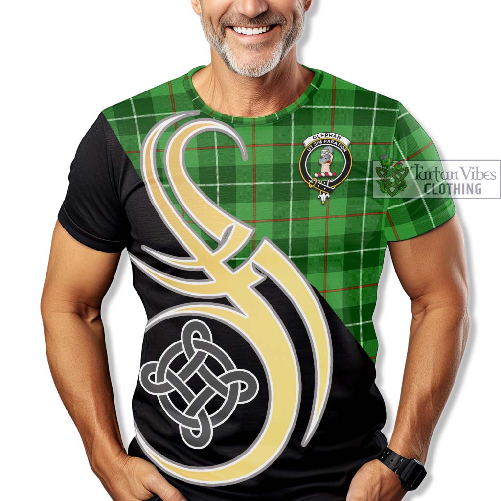 Tartan Vibes Clothing Clephan Tartan T-Shirt with Family Crest and Celtic Symbol Style