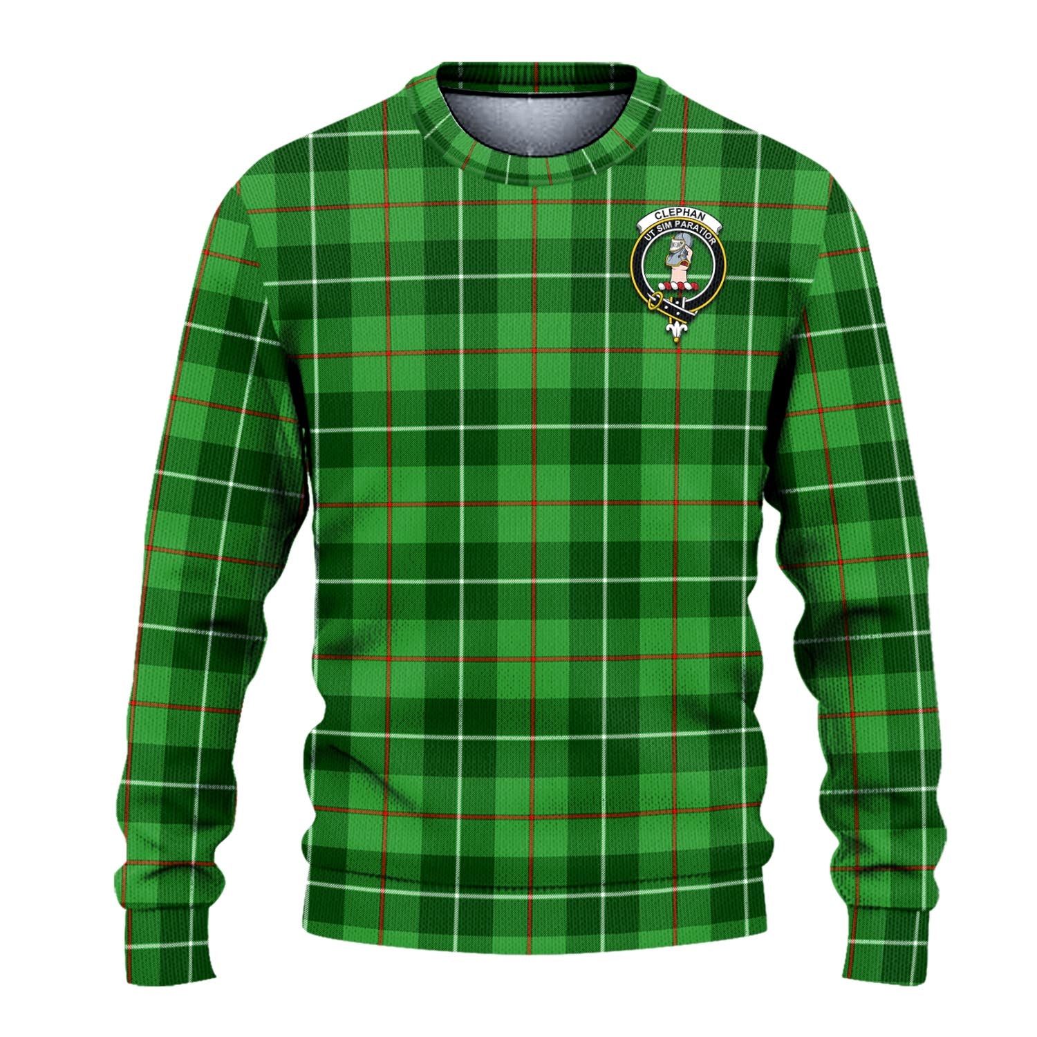 Clephan Tartan Knitted Sweater with Family Crest - Tartanvibesclothing