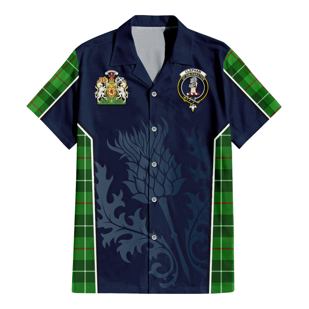 Clephane (Clephan) Tartan Hawaiian Shirt with Family Crest and Scottish Thistle Vibes Sport Style - Tartan Vibes Clothing