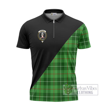 Clephane (Clephan) Tartan Zipper Polo Shirt with Family Crest and Military Logo Style - Tartanvibesclothing Shop