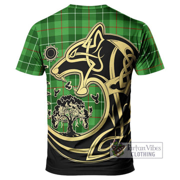 Clephane (Clephan) Tartan T-Shirt with Family Crest Celtic Wolf Style - Tartan Vibes Clothing