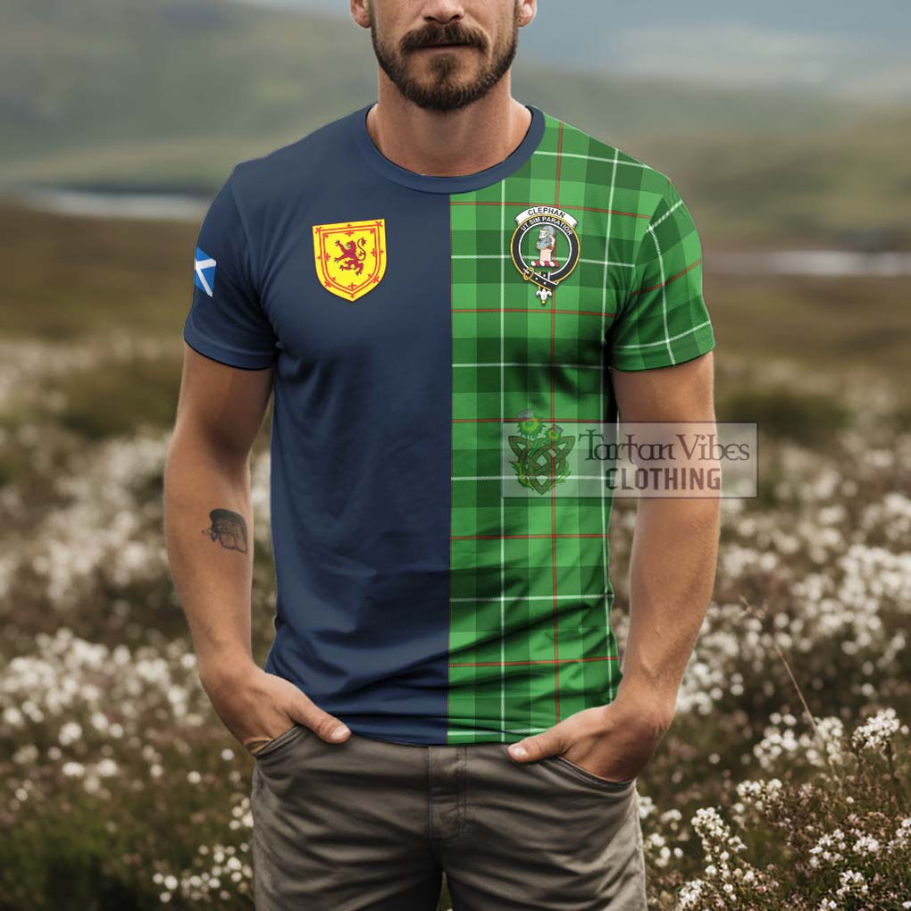 Tartan Vibes Clothing Clephan Tartan T-Shirt Alba with Scottish Lion Royal Arm Half Style