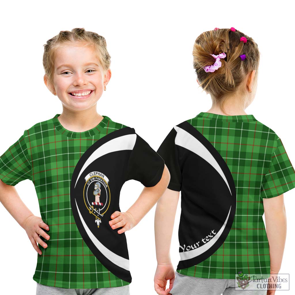 Clephane (Clephan) Tartan Kid T-Shirt with Family Crest Circle Style - Tartan Vibes Clothing