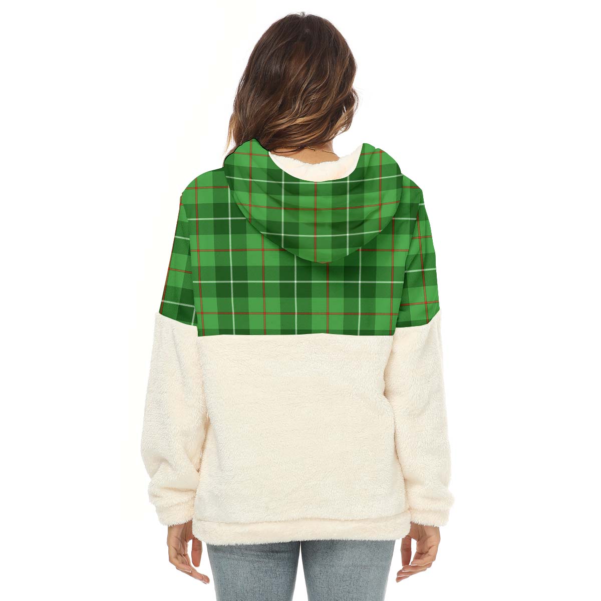 Clephane (Clephan) Tartan Half Style Women's Borg Fleece Hoodie with Half Zip - Tartan Vibes Clothing