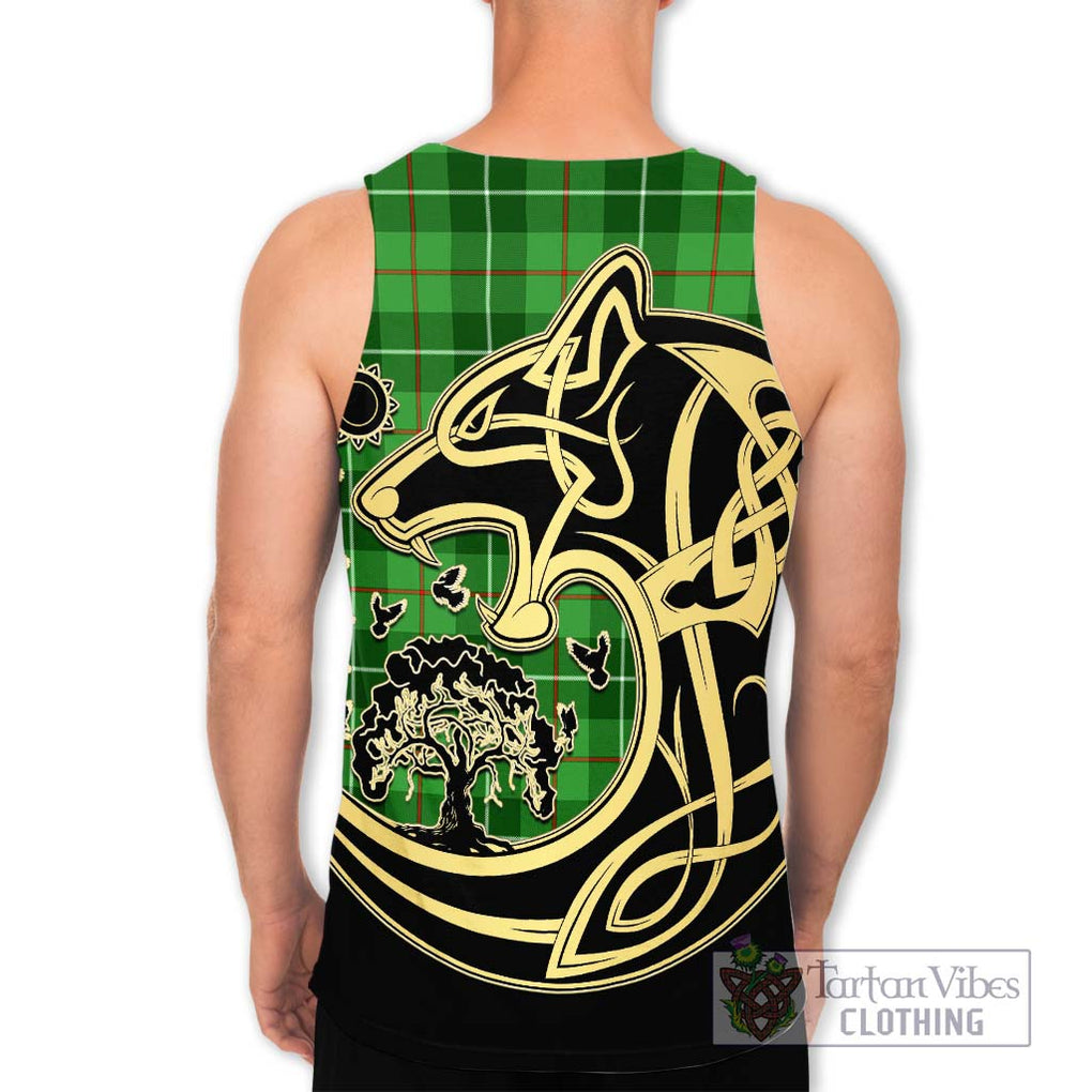 Clephane (Clephan) Tartan Men's Tank Top with Family Crest Celtic Wolf Style - Tartan Vibes Clothing