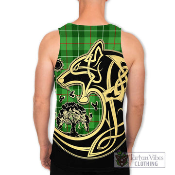 Clephane (Clephan) Tartan Men's Tank Top with Family Crest Celtic Wolf Style - Tartan Vibes Clothing