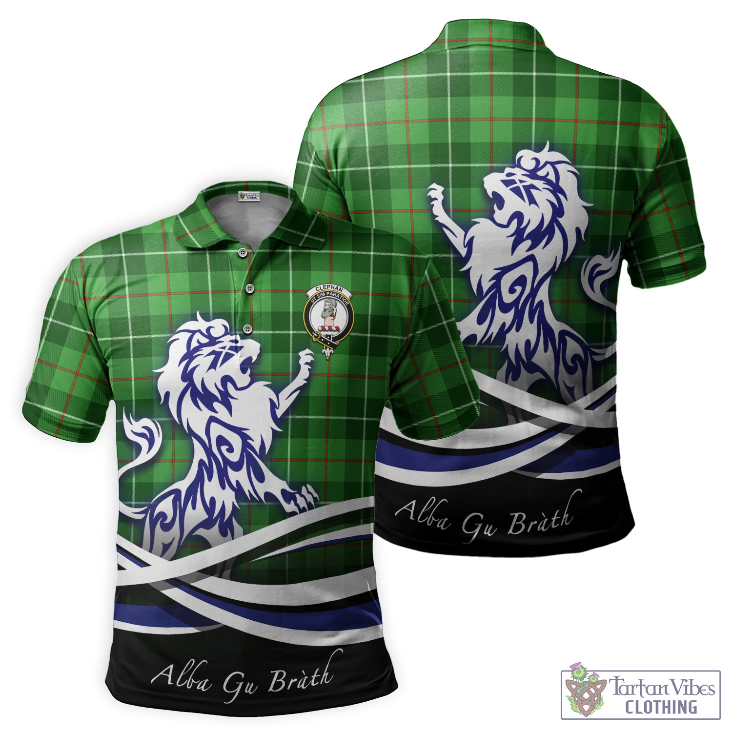 Clephane (Clephan) Tartan Polo Shirt with Alba Gu Brath Regal Lion Emblem - Tartan Vibes Clothing