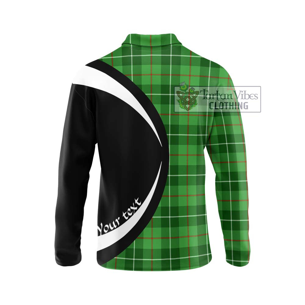 Clephane (Clephan) Tartan Long Sleeve Polo Shirt with Family Crest Circle Style - Tartan Vibes Clothing