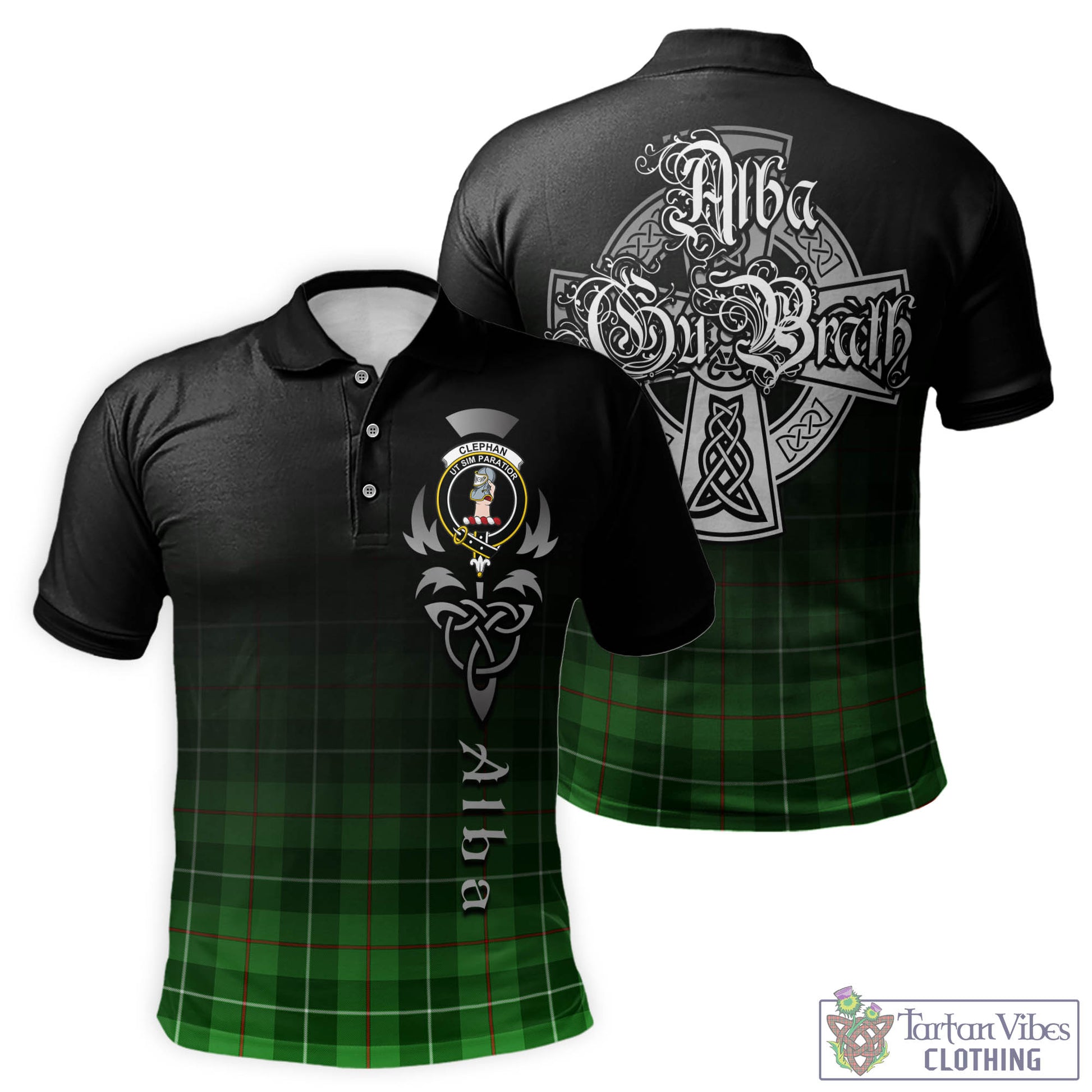 Clephane (Clephan) Tartan Polo Shirt Featuring Alba Gu Brath Family Crest Celtic Inspired - Tartan Vibes Clothing