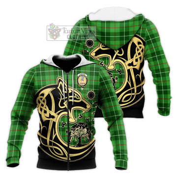 Clephane (Clephan) Tartan Knitted Hoodie with Family Crest Celtic Wolf Style Unisex Knitted Zip Hoodie - Tartan Vibes Clothing