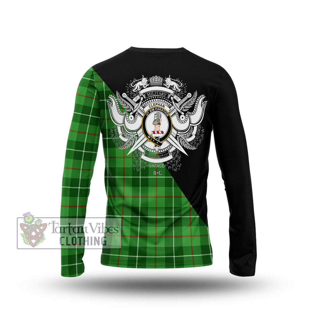 Clephane (Clephan) Tartan Long Sleeve T-Shirt with Family Crest and Military Logo Style - Tartan Vibes Clothing
