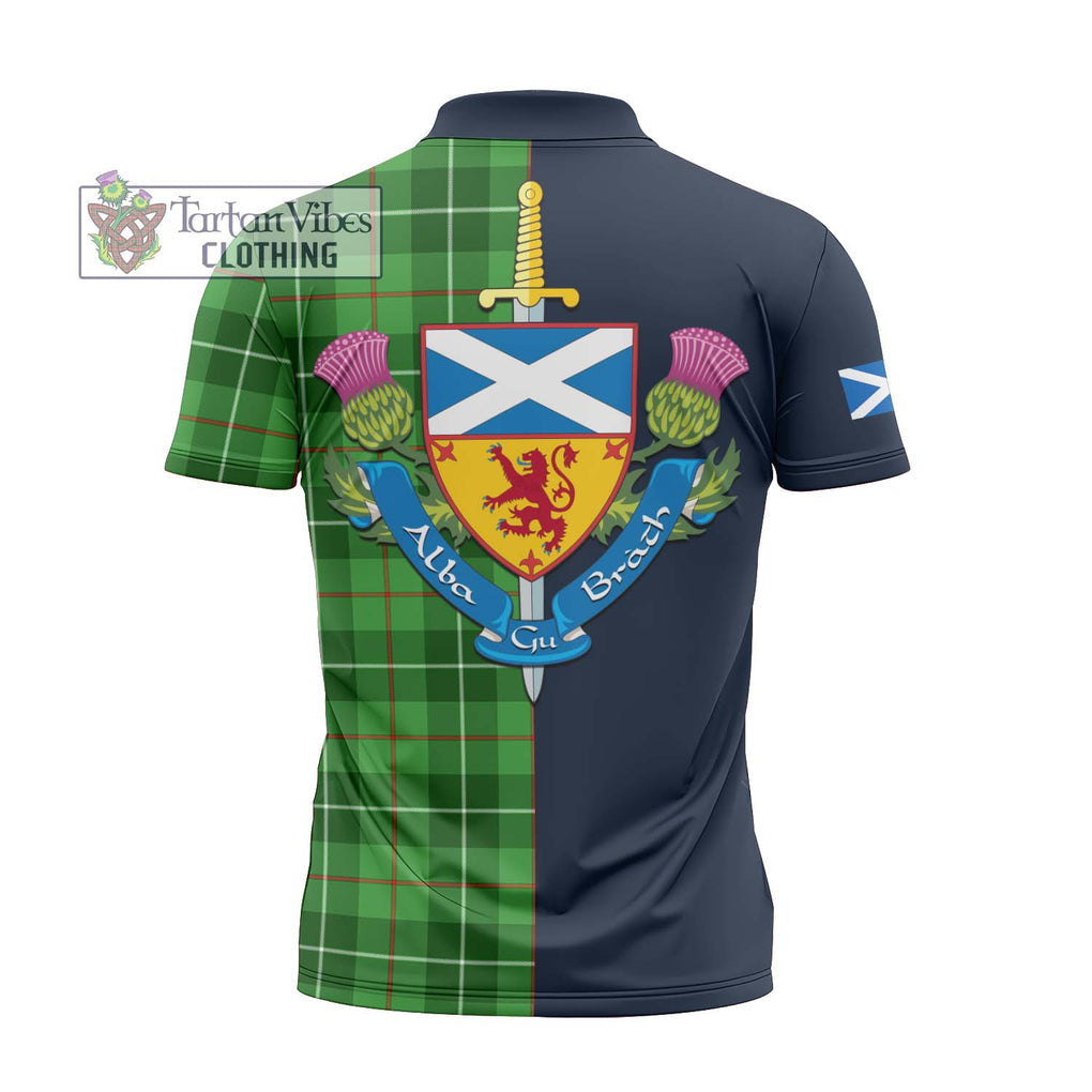 Tartan Vibes Clothing Clephan Tartan Zipper Polo Shirt with Scottish Lion Royal Arm Half Style
