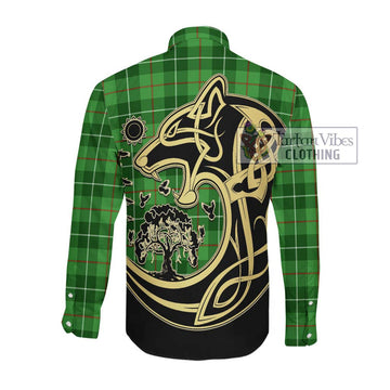 Clephane (Clephan) Tartan Long Sleeve Button Shirt with Family Crest Celtic Wolf Style Men's Shirt - Tartan Vibes Clothing