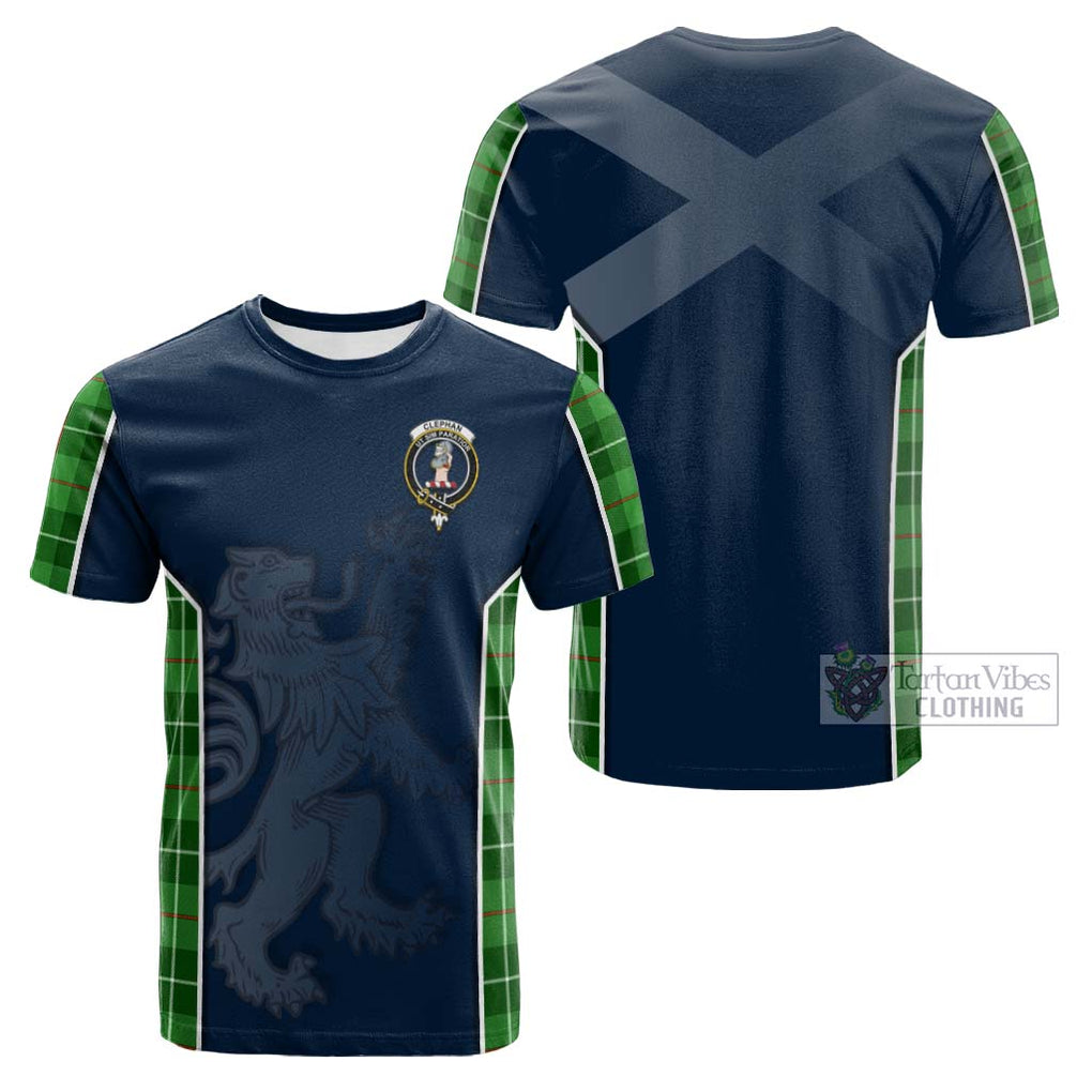 Tartan Vibes Clothing Clephan Tartan Cotton T-shirt with Family Crest and Lion Rampant Vibes Sport Style