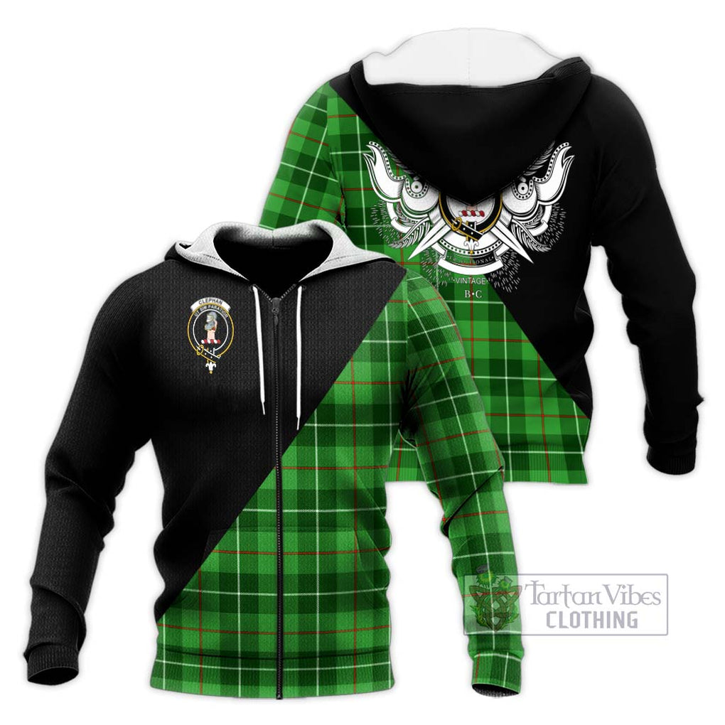 Clephane (Clephan) Tartan Knitted Hoodie with Family Crest and Military Logo Style Unisex Knitted Zip Hoodie - Tartan Vibes Clothing