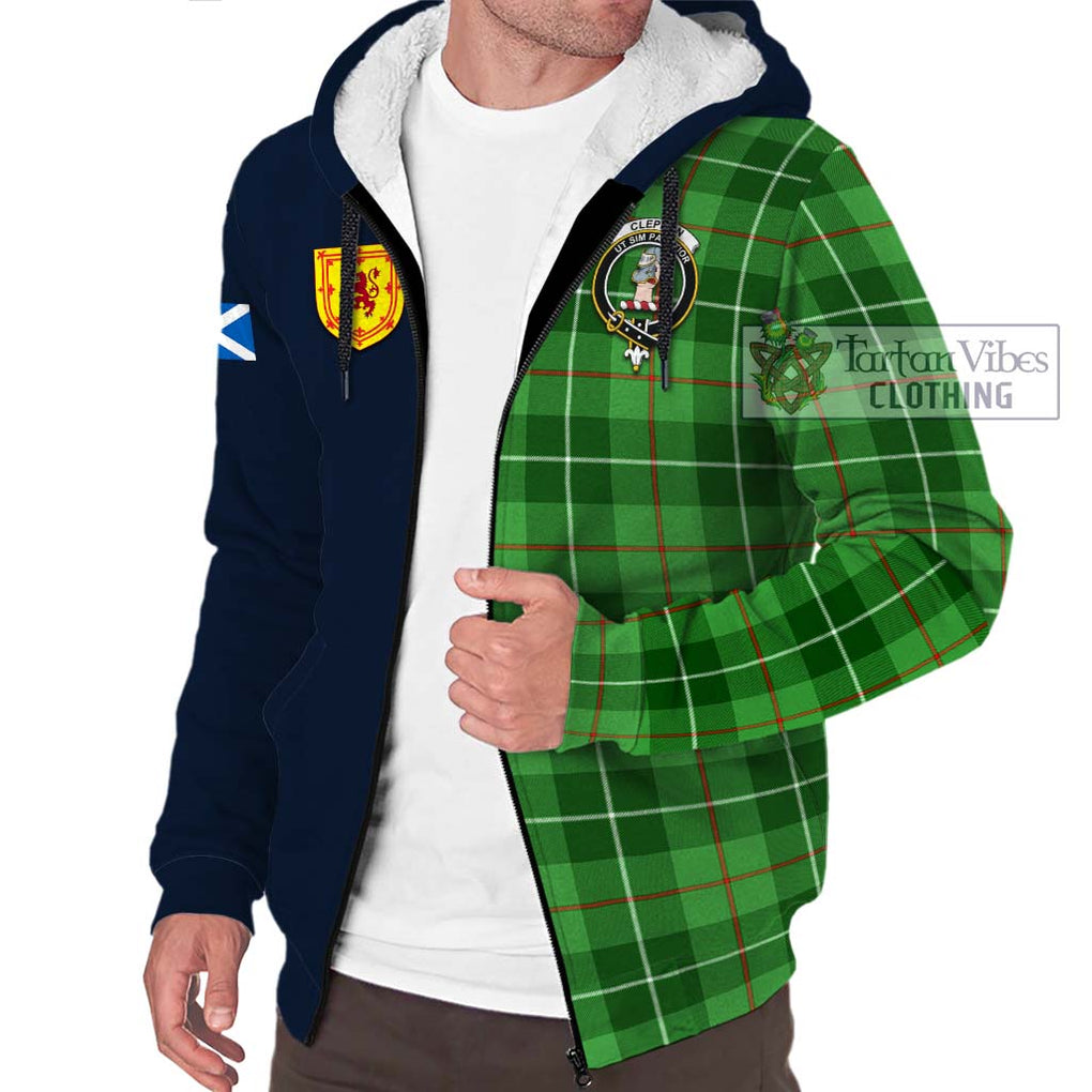 Clephane (Clephan) Tartan Sherpa Hoodie Alba with Scottish Lion Royal Arm Half Style - Tartan Vibes Clothing
