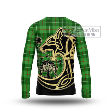 Clephane (Clephan) Tartan Long Sleeve T-Shirt with Family Crest Celtic Wolf Style - Tartan Vibes Clothing