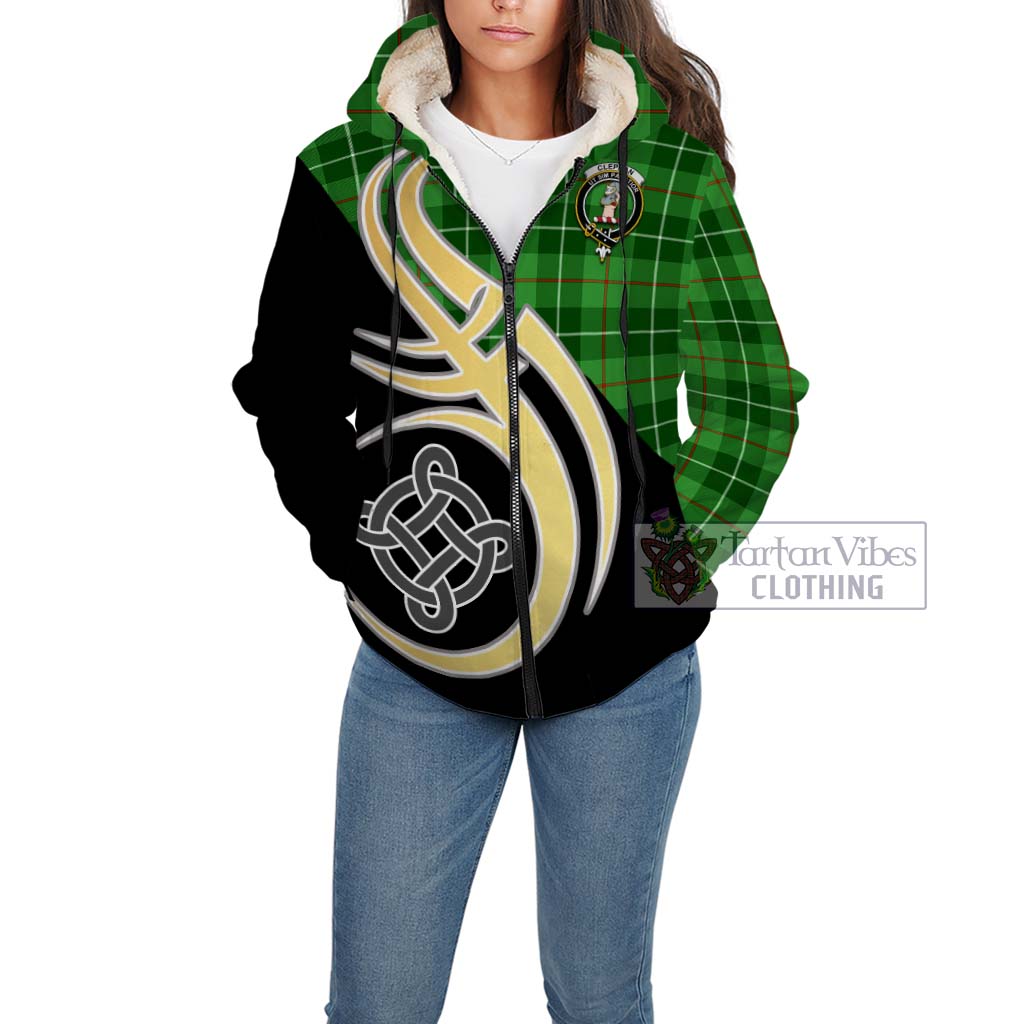 Clephane (Clephan) Tartan Sherpa Hoodie with Family Crest and Celtic Symbol Style Unisex - Tartan Vibes Clothing