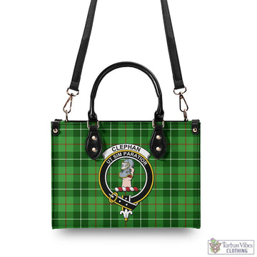Clephane (Clephan) Tartan Luxury Leather Handbags with Family Crest - Tartan Vibes Clothing