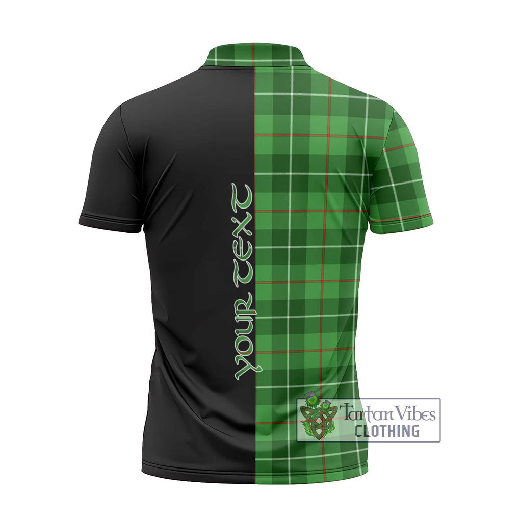 Clephane (Clephan) Tartan Zipper Polo Shirt with Family Crest and Half Of Me Style - Tartanvibesclothing Shop