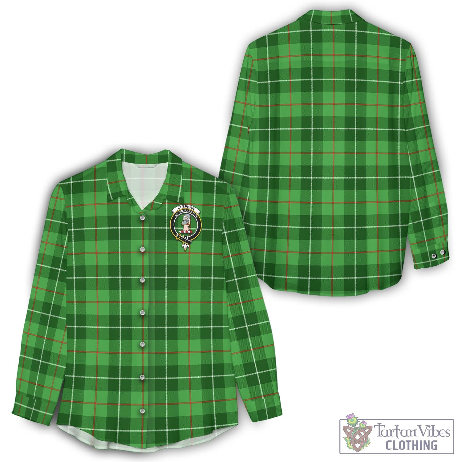 Tartan Vibes Clothing Clephan Tartan Womens Casual Shirt with Family Crest