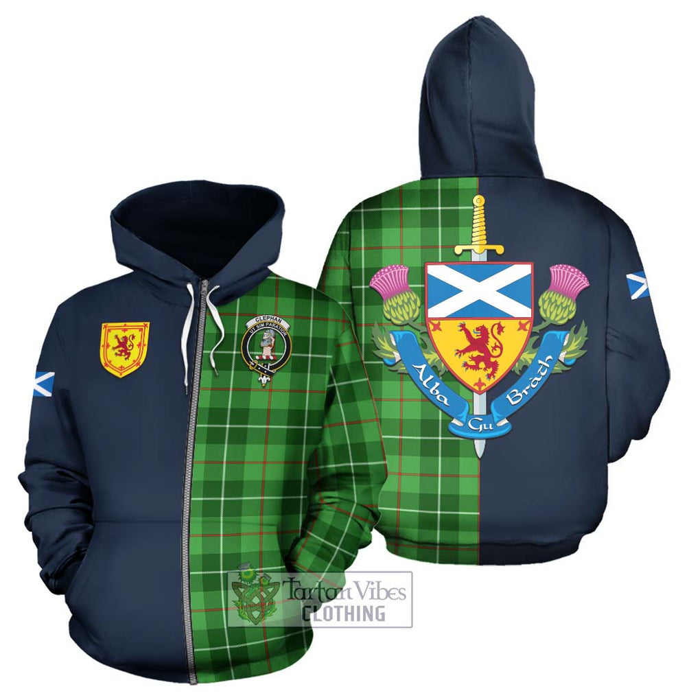 Clephane (Clephan) Tartan Hoodie Alba with Scottish Lion Royal Arm Half Style - Tartan Vibes Clothing