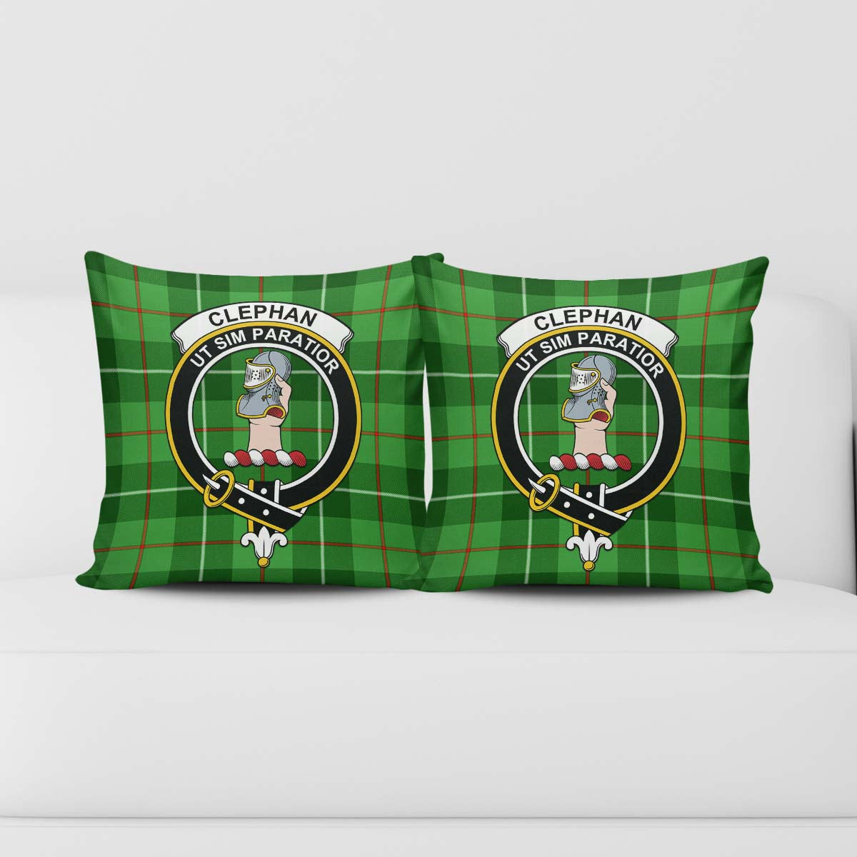 Clephane (Clephan) Tartan Pillow Cover with Family Crest - Tartan Vibes Clothing