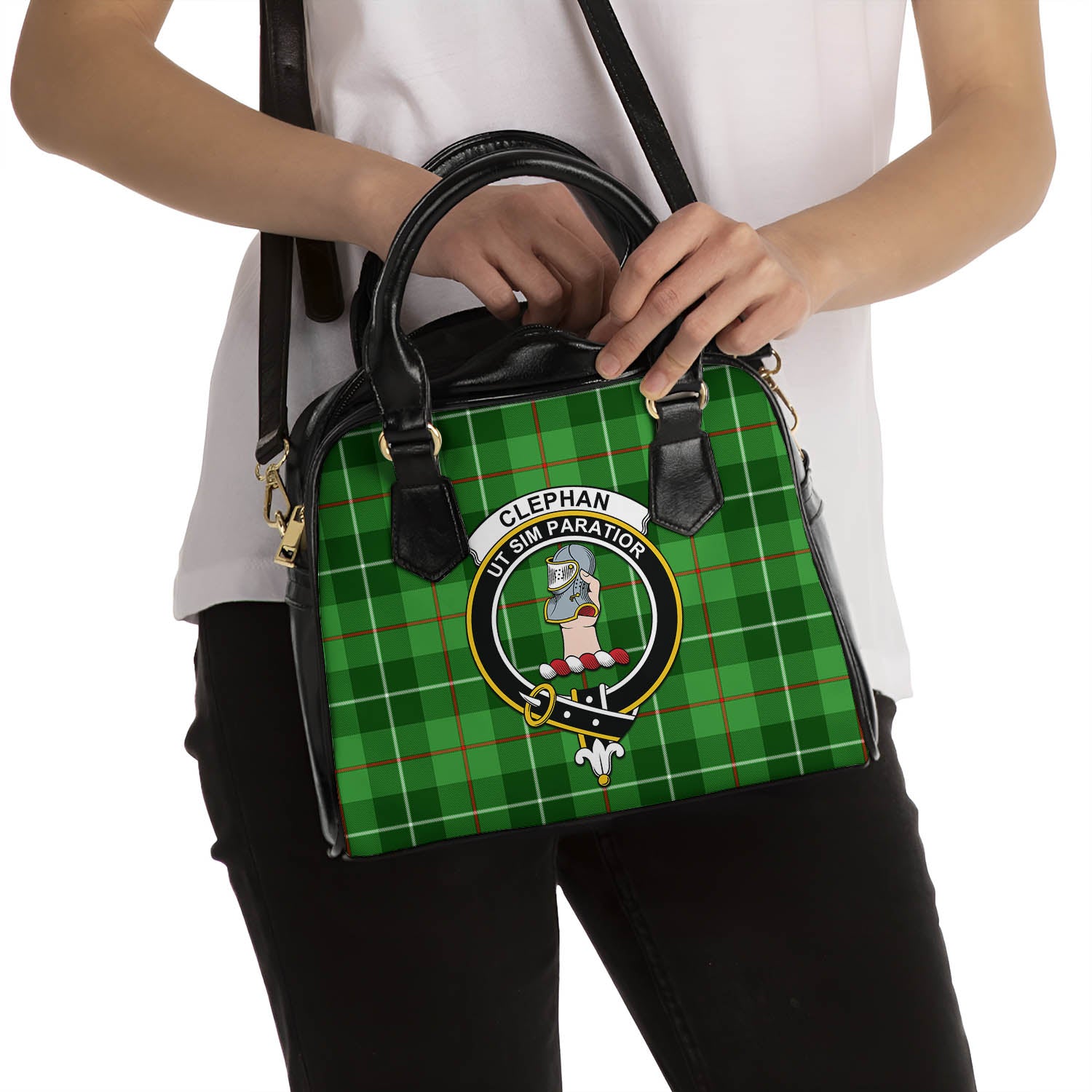 Clephan Tartan Shoulder Handbags with Family Crest - Tartanvibesclothing