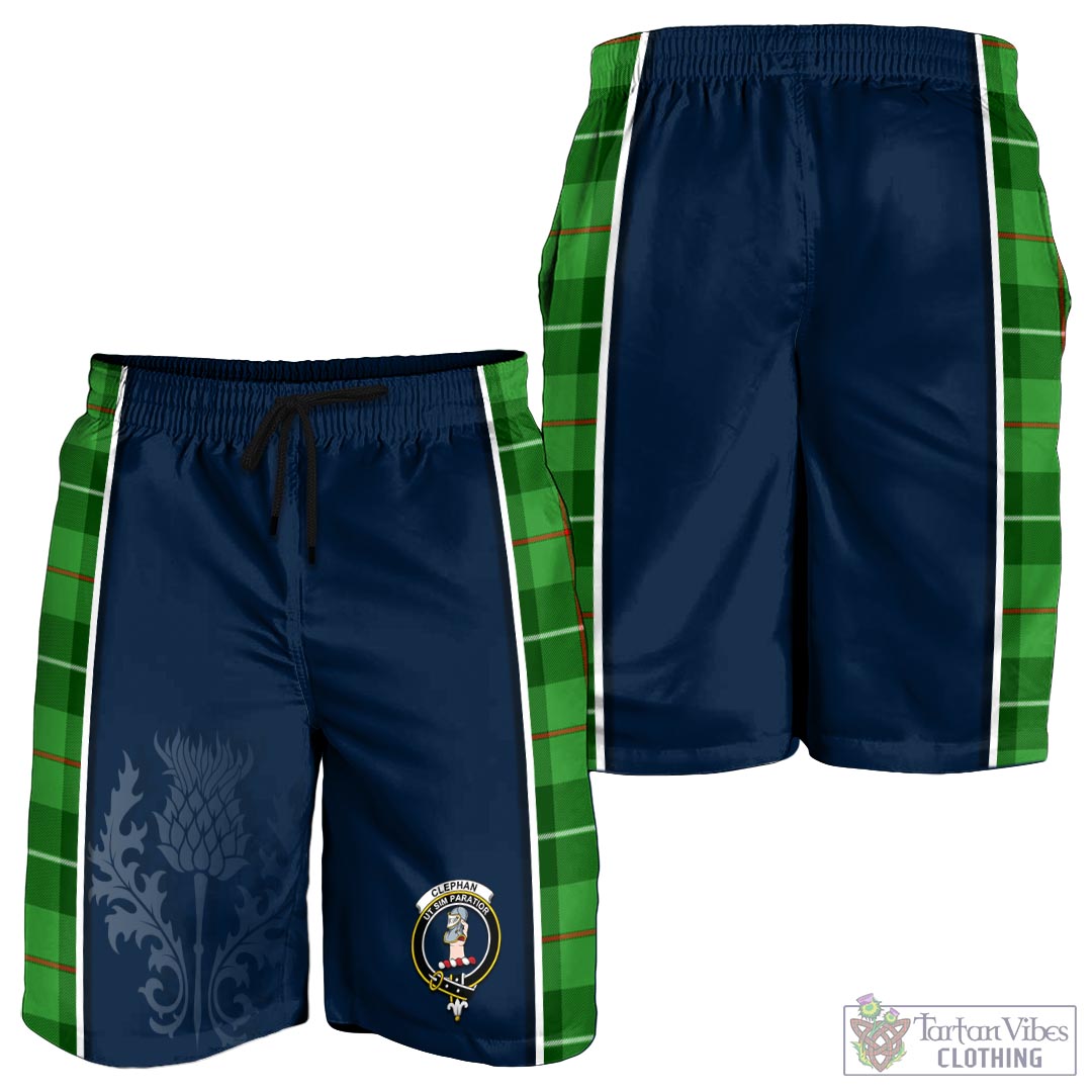 Tartan Vibes Clothing Clephan Tartan Men's Shorts with Family Crest and Scottish Thistle Vibes Sport Style