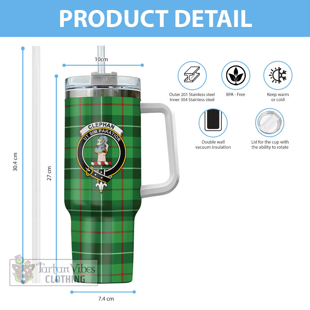 Tartan Vibes Clothing Clephan Tartan and Family Crest Tumbler with Handle