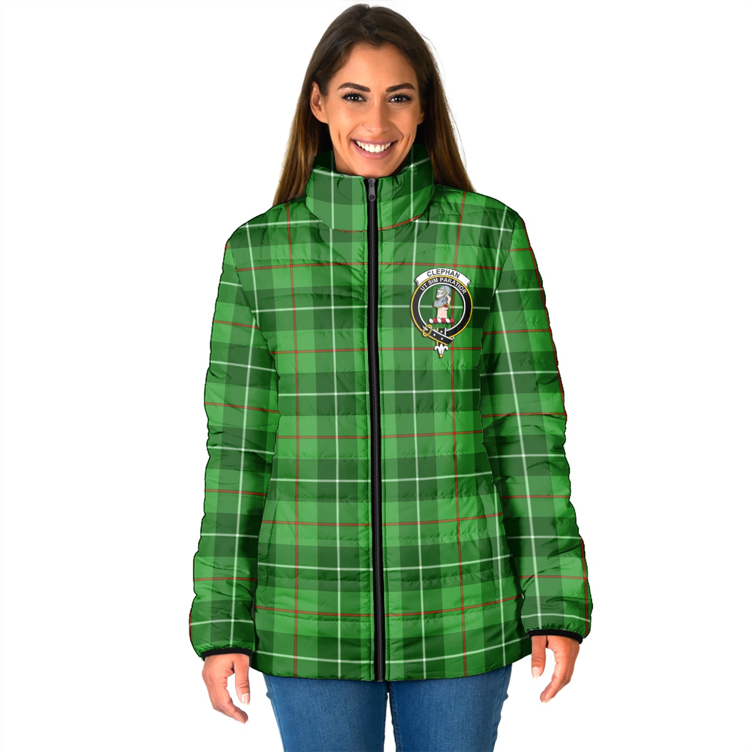 Clephane (Clephan) Tartan Padded Jacket with Family Crest - Tartan Vibes Clothing