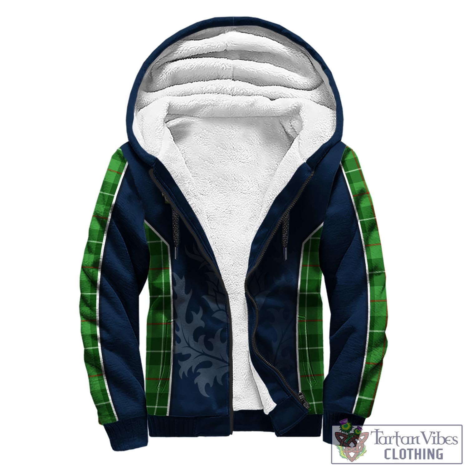 Tartan Vibes Clothing Clephan Tartan Sherpa Hoodie with Family Crest and Scottish Thistle Vibes Sport Style