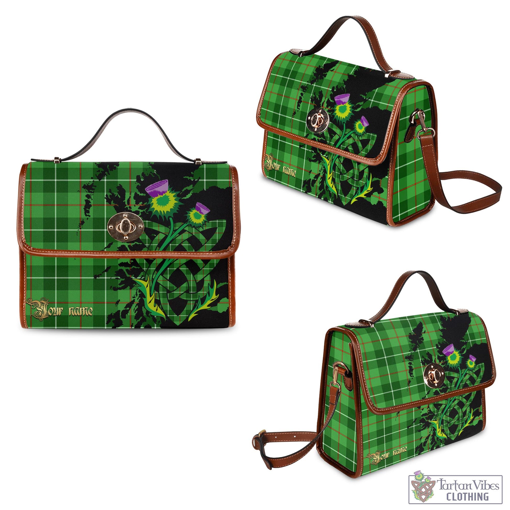 Tartan Vibes Clothing Clephan Tartan Waterproof Canvas Bag with Scotland Map and Thistle Celtic Accents