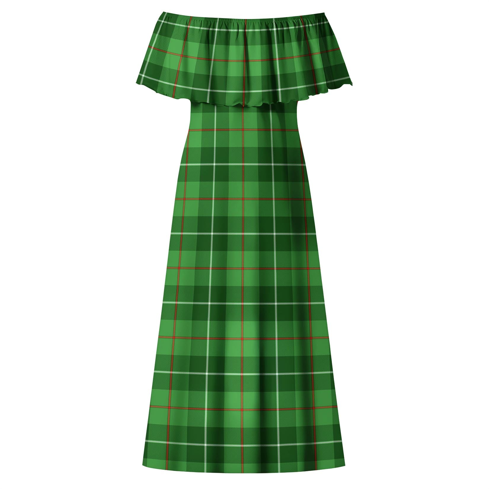 Clephane (Clephan) Tartan Off Shoulder Long Dress - Tartan Vibes Clothing