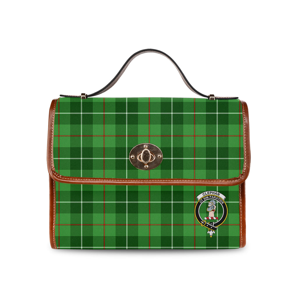 clephan-tartan-leather-strap-waterproof-canvas-bag-with-family-crest