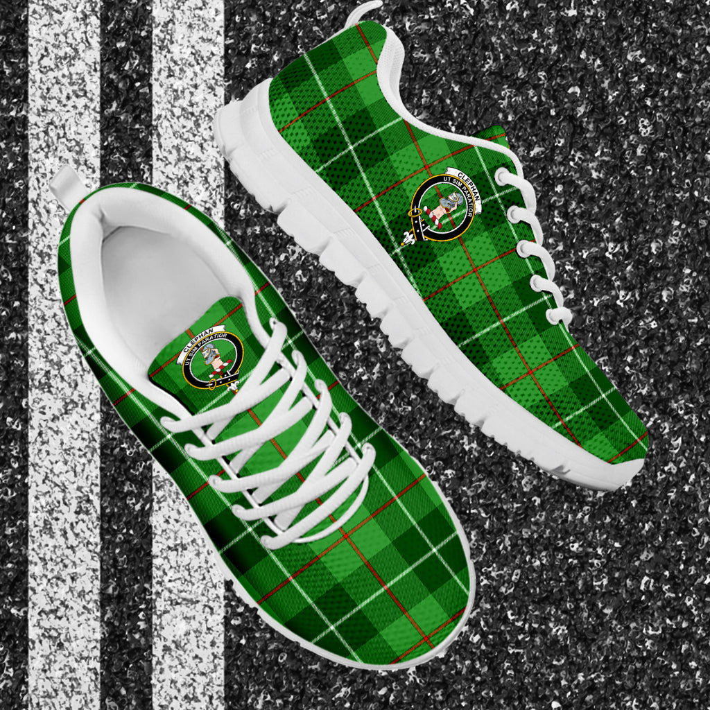 Clephane (Clephan) Tartan Sneakers with Family Crest - Tartan Vibes Clothing