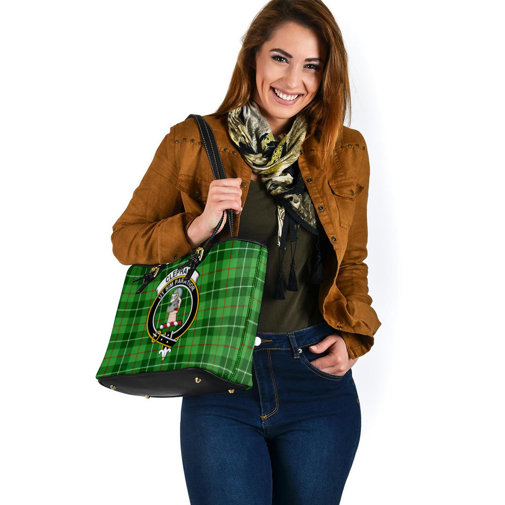Clephane (Clephan) Tartan Leather Tote Bag with Family Crest - Tartan Vibes Clothing