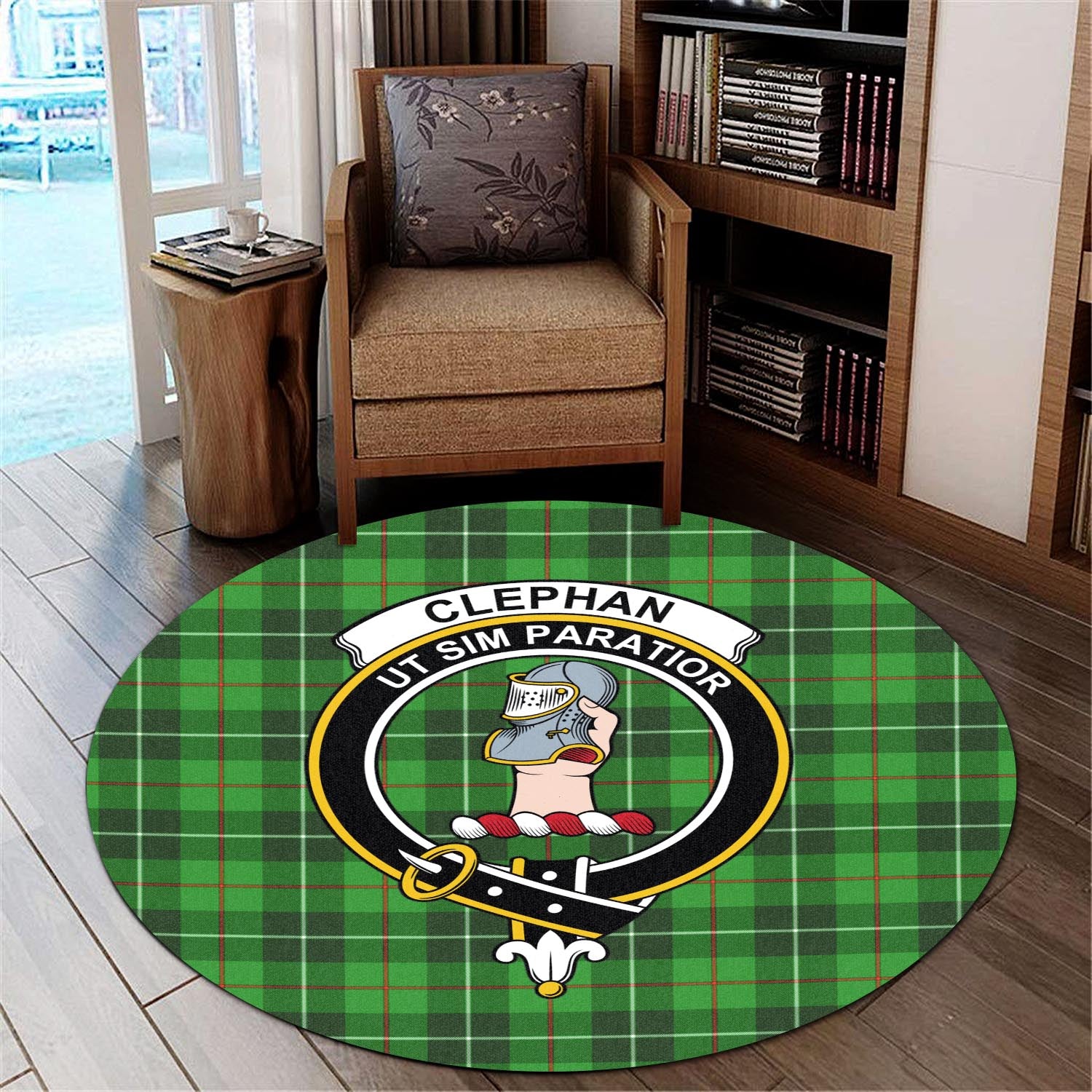 Clephane (Clephan) Tartan Round Rug with Family Crest - Tartan Vibes Clothing