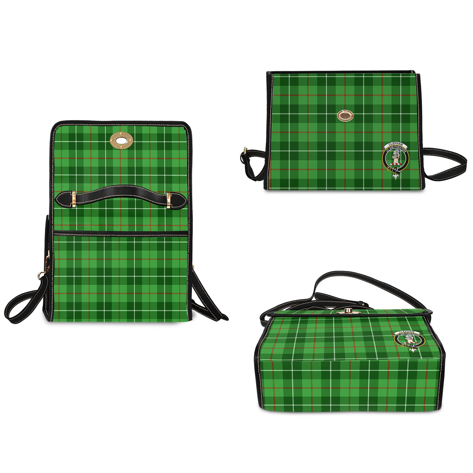 clephan-tartan-leather-strap-waterproof-canvas-bag-with-family-crest