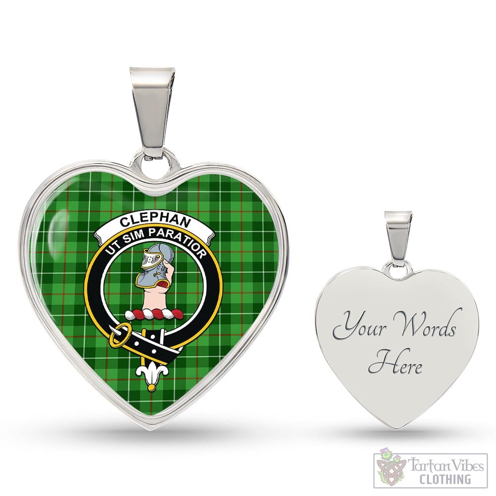 Clephane (Clephan) Tartan Heart Necklace with Family Crest Luxury Necklace (Silver) Yes - Tartan Vibes Clothing
