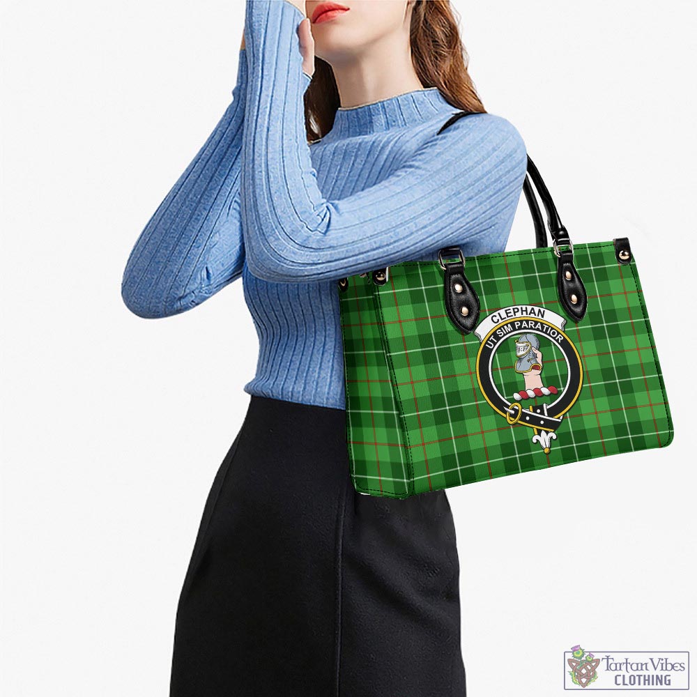 Clephane (Clephan) Tartan Luxury Leather Handbags with Family Crest - Tartan Vibes Clothing