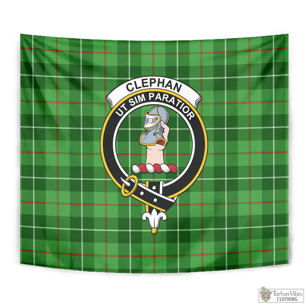Tartan Vibes Clothing Clephan Tartan Tapestry Wall Hanging and Home Decor for Room with Family Crest