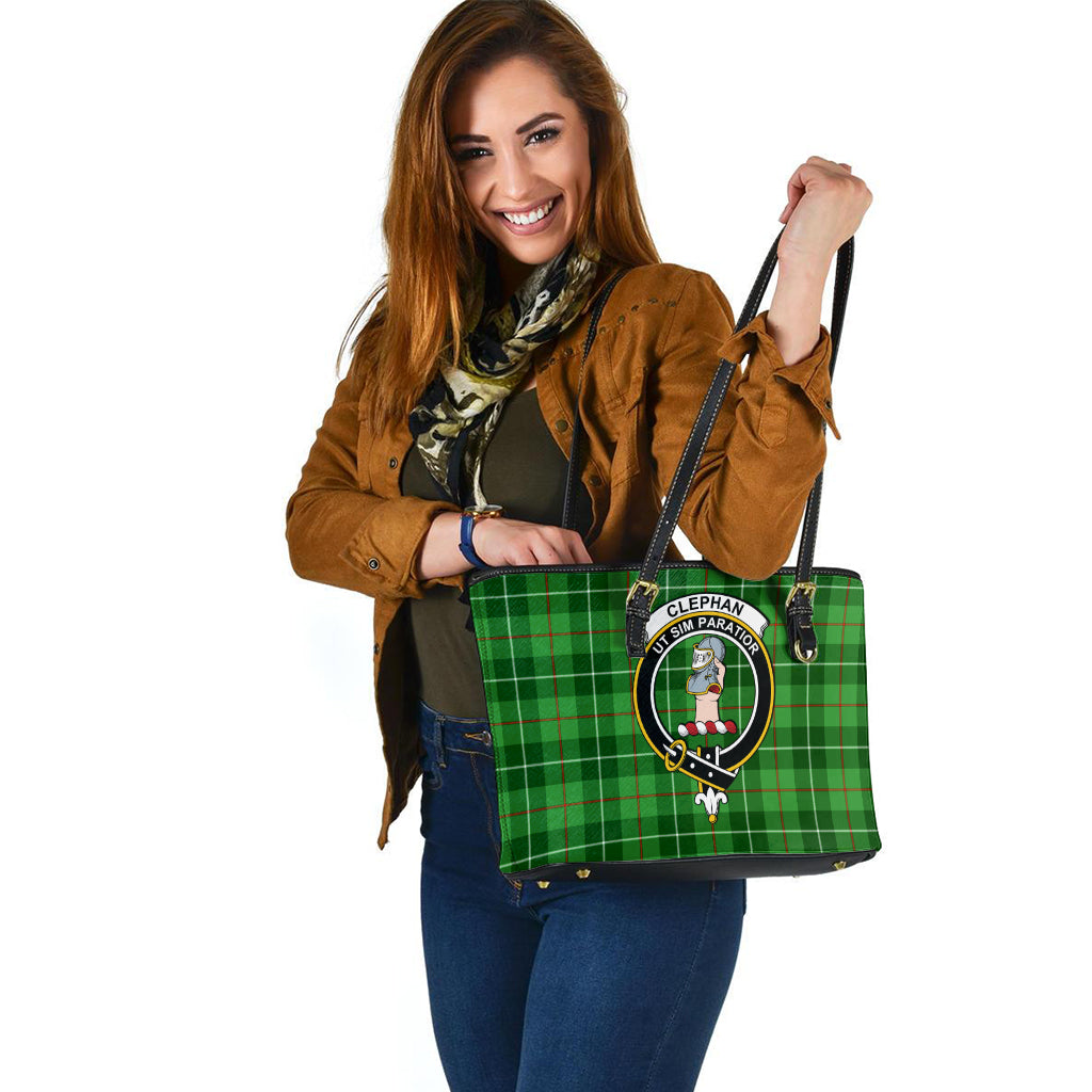 Clephane (Clephan) Tartan Leather Tote Bag with Family Crest - Tartan Vibes Clothing