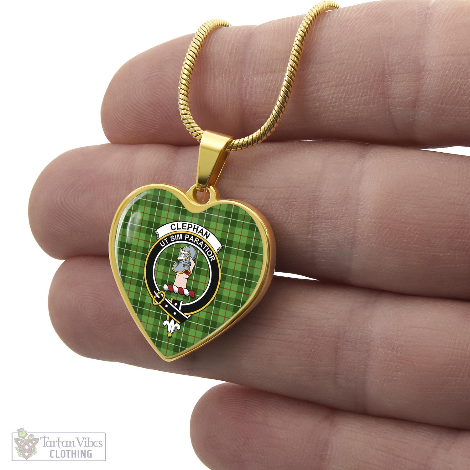 Clephane (Clephan) Tartan Heart Necklace with Family Crest - Tartan Vibes Clothing