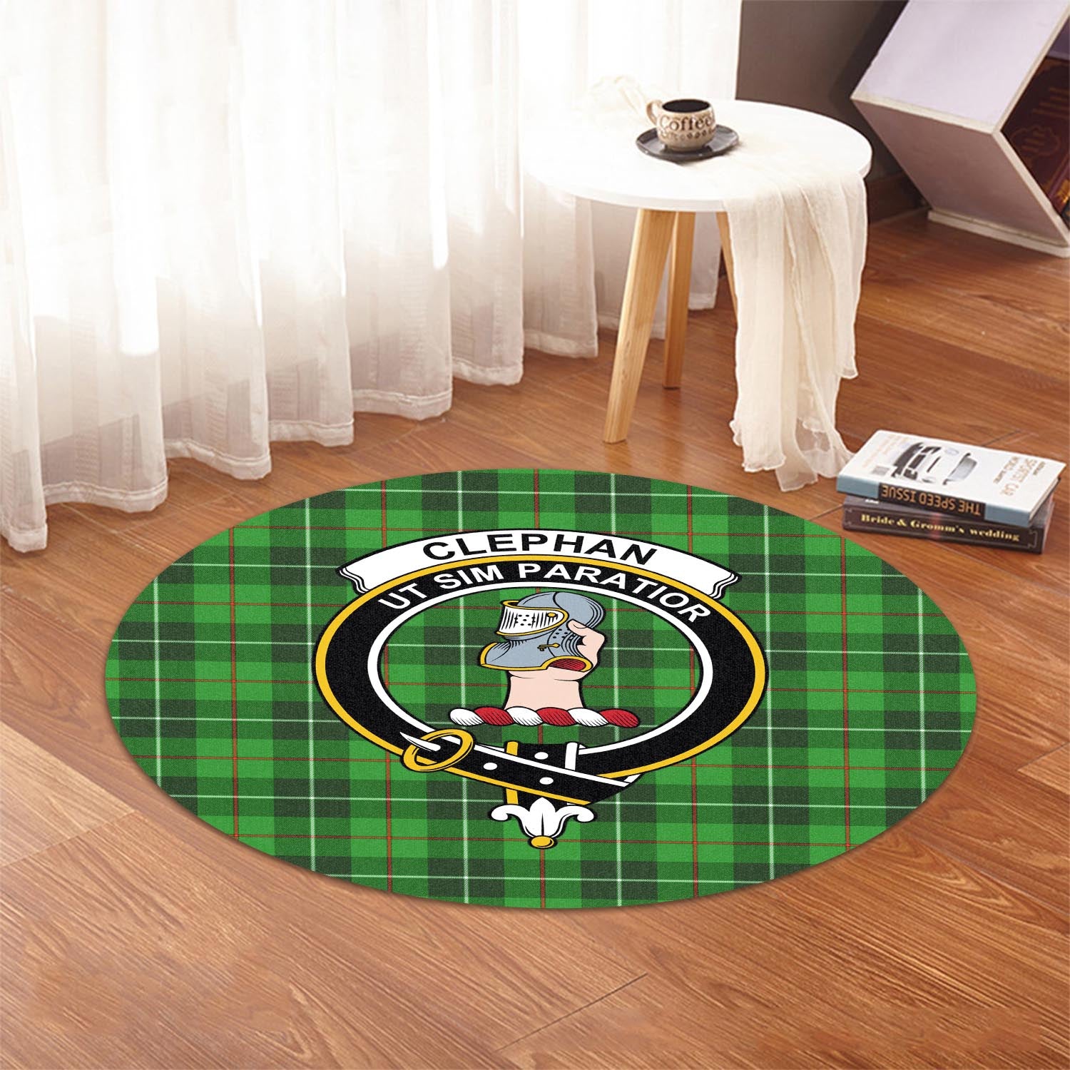 Clephane (Clephan) Tartan Round Rug with Family Crest - Tartan Vibes Clothing