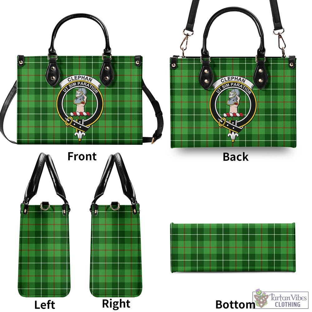 Clephane (Clephan) Tartan Luxury Leather Handbags with Family Crest - Tartan Vibes Clothing