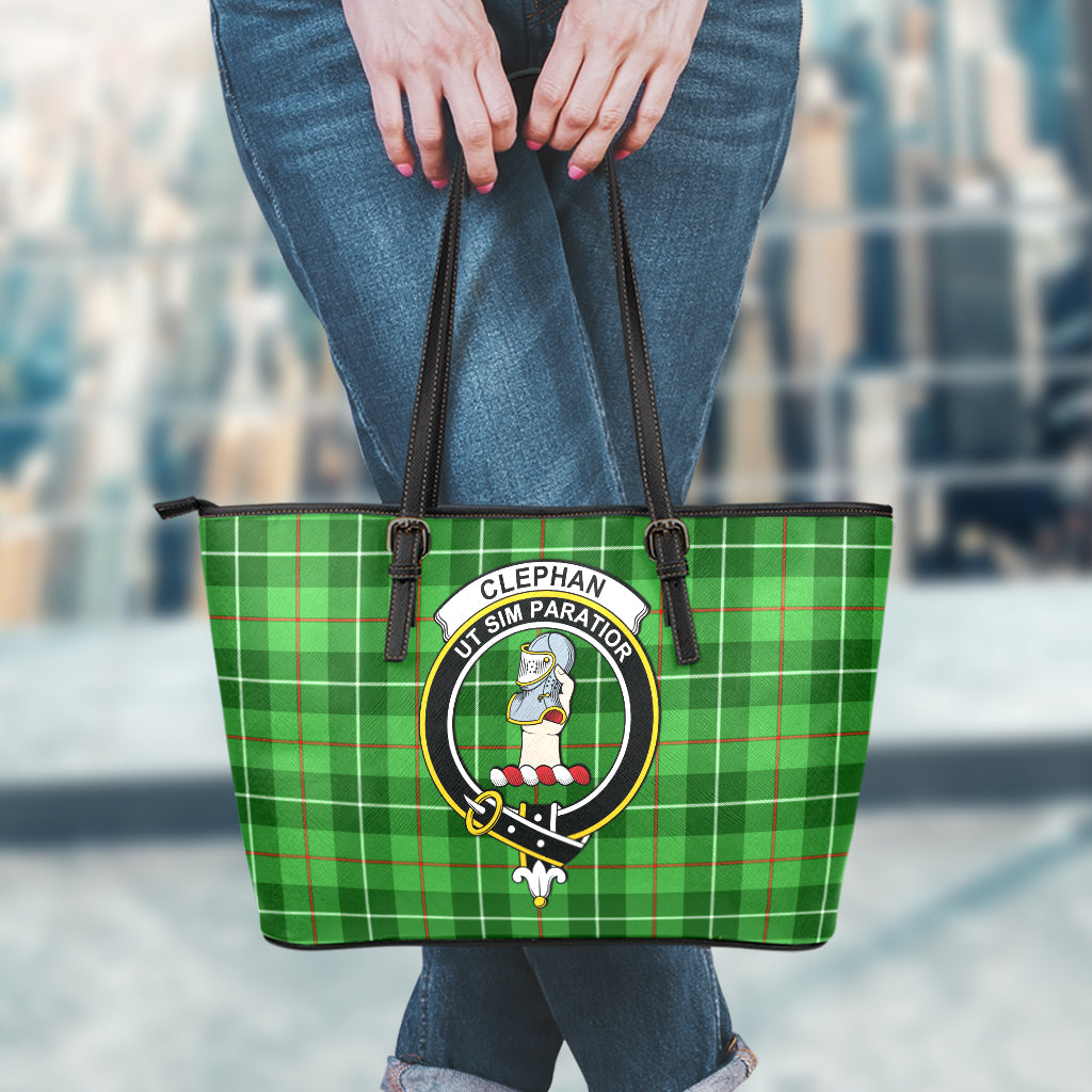 Clephane (Clephan) Tartan Leather Tote Bag with Family Crest - Tartan Vibes Clothing