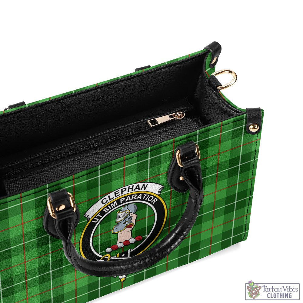 Clephane (Clephan) Tartan Luxury Leather Handbags with Family Crest - Tartan Vibes Clothing