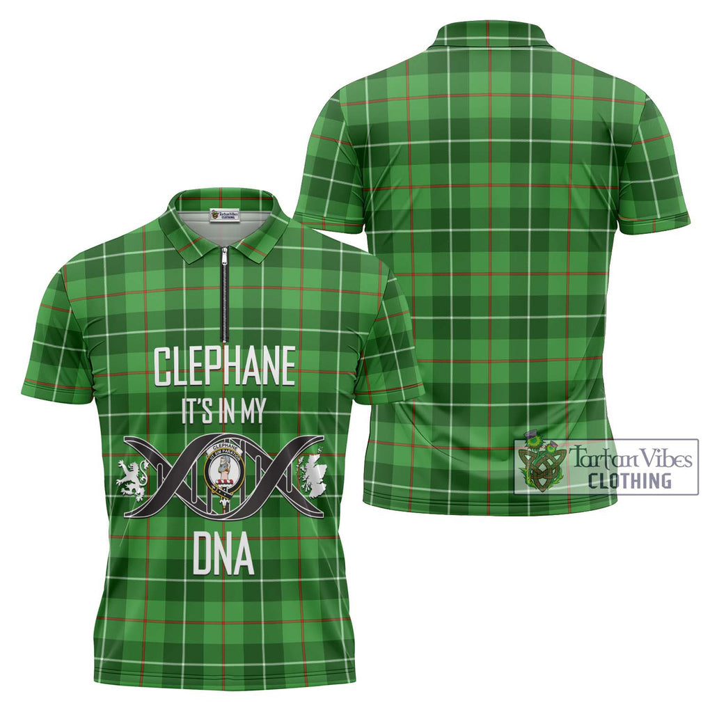 Clephane Tartan Zipper Polo Shirt with Family Crest DNA In Me Style Unisex - Tartanvibesclothing Shop