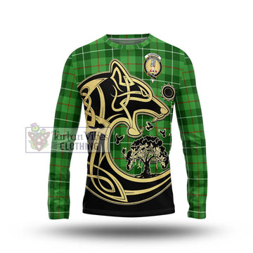 Clephane Tartan Long Sleeve T-Shirt with Family Crest Celtic Wolf Style Unisex - Tartan Vibes Clothing